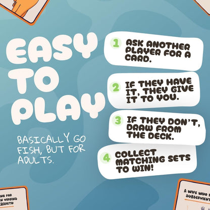 Go F Yourself! – The Grown Up Go Fish Card Game You've Always Wanted | Hilarious Party Game for Grown Ups, 2+ Players | 52 Cards, 13 Unique Pairs Edition