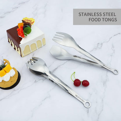 Mini Appetizer Tongs Stainless Steel Set of 4, MSY BIGSUNNY Small Serving Tongs, 6 Inch(15.2cm, Silver)