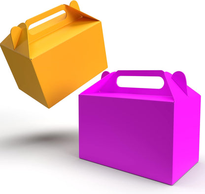 The Dreidel Company Gable Treat Boxes, (24-Pack) Party Favor Boxes for Kids Birthday, Candy Boxes Party Favors, Weddings Events, Baby Shower, 6.25" x 3.5" x 3.5" Inch Box (Multi-Color Treat Box)