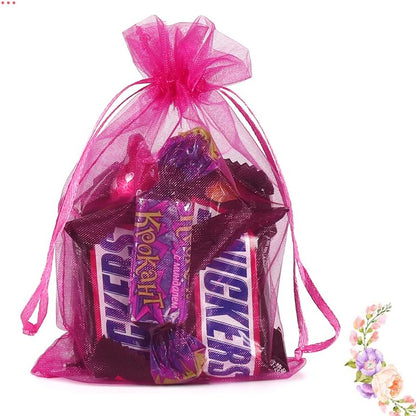 HRX Package 100pcs White Organza Bags, 4x6 inch Mesh Bags Drawstring Gift Bags Jewelry Pouches for Candy Wedding Favors Christmas