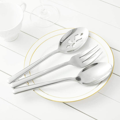Serving Spoon x 2,Slotted Serving Spoon x 2,Serving Forks x 2,RTT 9 Inch Stainless Steel Catering Serving Utensils for Party Buffet Dinner Banquet Kitchen Basics (Silver Mirror Finish)