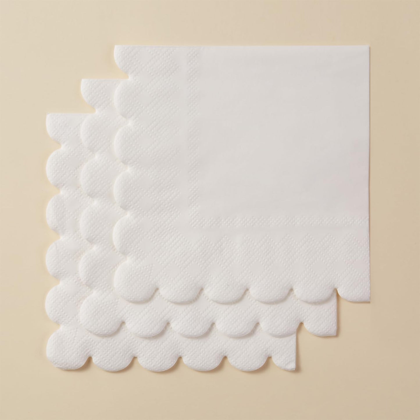 100 Pack Cocktail Napkin 2-Ply Scalloped Edged Dessert Napkins Folded 5 x 5 Inches Disposable Napkins for Dinner Wedding Birthday Party Bridal Anniversary Reception Event (Pink)