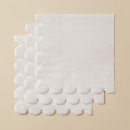 100 Pack Cocktail Napkin 2-Ply Scalloped Edged Dessert Napkins Folded 5 x 5 Inches Disposable Napkins for Dinner Wedding Birthday Party Bridal Anniversary Reception Event (Pink)