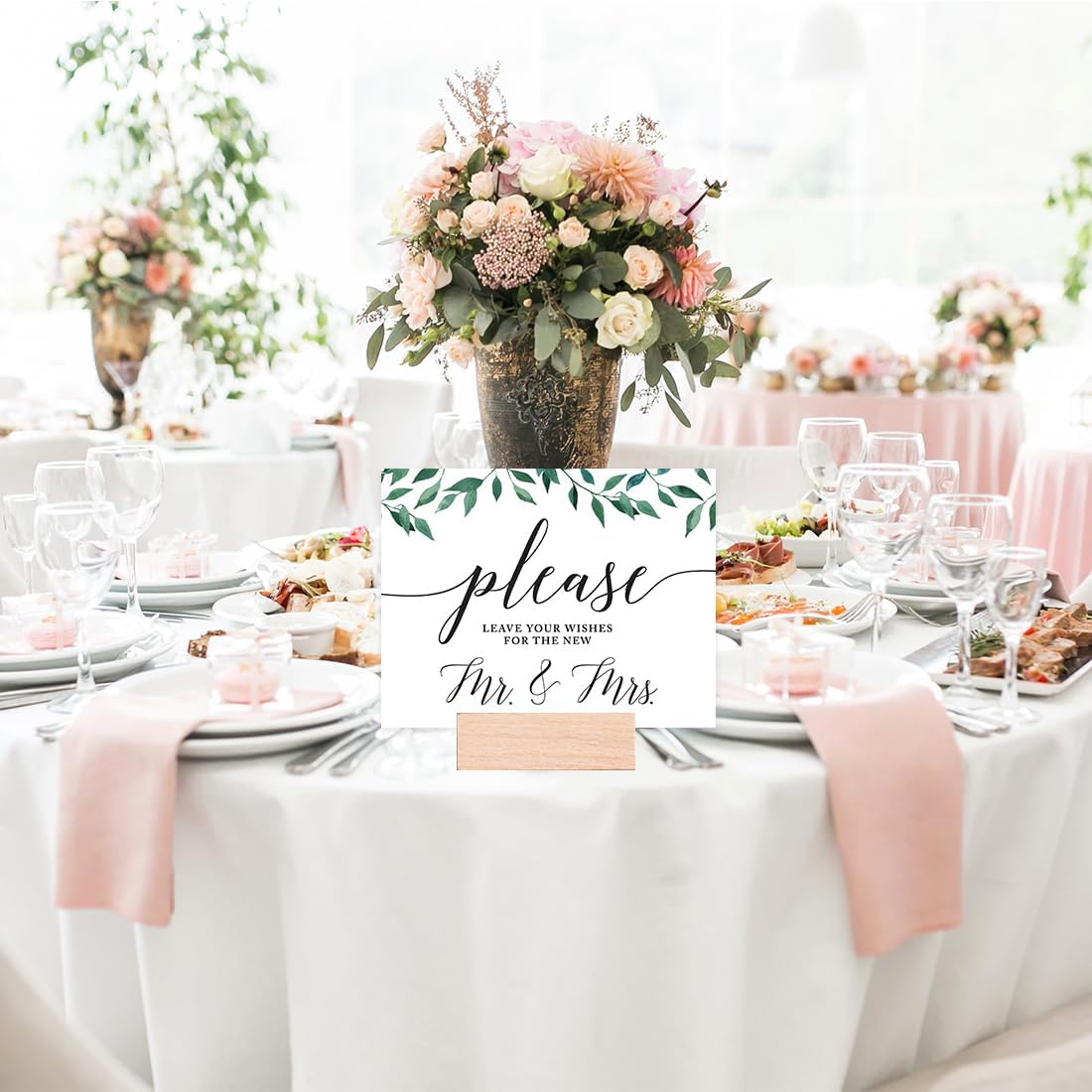 Andaz Press Wedding Party Signs, Natural Greenery Green Leaves, 8.5x11-inch, Bridal Shower Scavenger Hunt, 1-Pack - Colors D