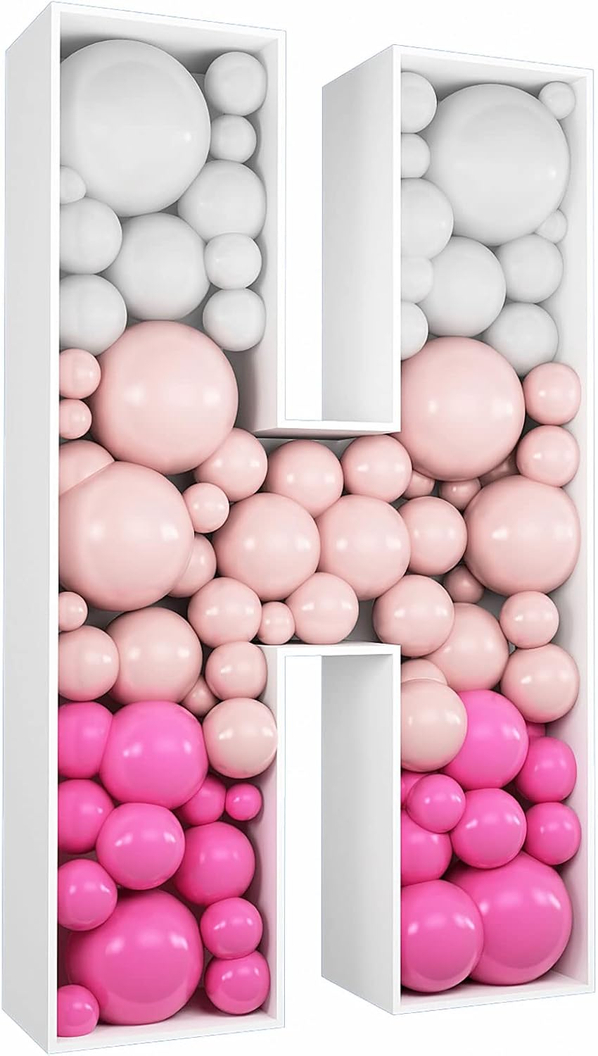 JW Passion - Premium Quality Made 3FT Tall Mosaic Balloon Frame Big Marquee Light Up Letters DIY Kit for Birthday Party Wedding Backdrop Decor Letter A Pre-Cut Foam Board