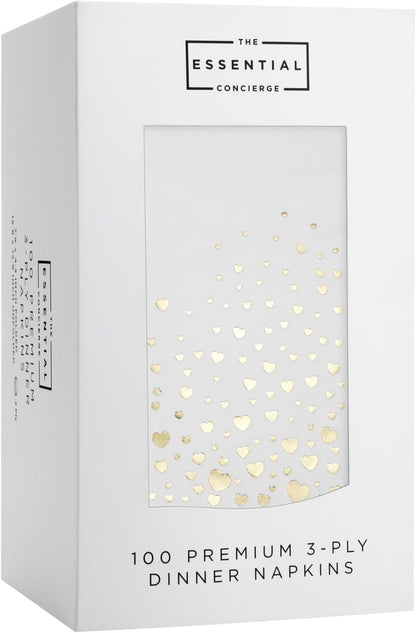 Stylish Gold Dinner Napkins, 100 White and Gold Napkins, Disposable Party Napkins, 7.5x4.25 Inch Wedding Napkins for Reception, 3-Ply Dinner Napkins, Disposable Napkins for Party, Gold Paper Napkins