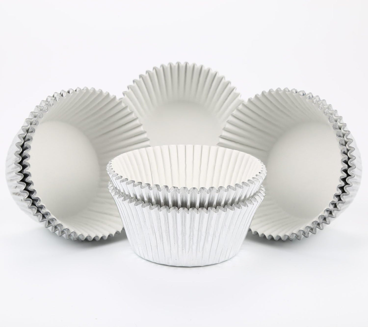Gifbera White Metallic Foil Cupcake Liners Standard Size Baking Cups, 200-Count