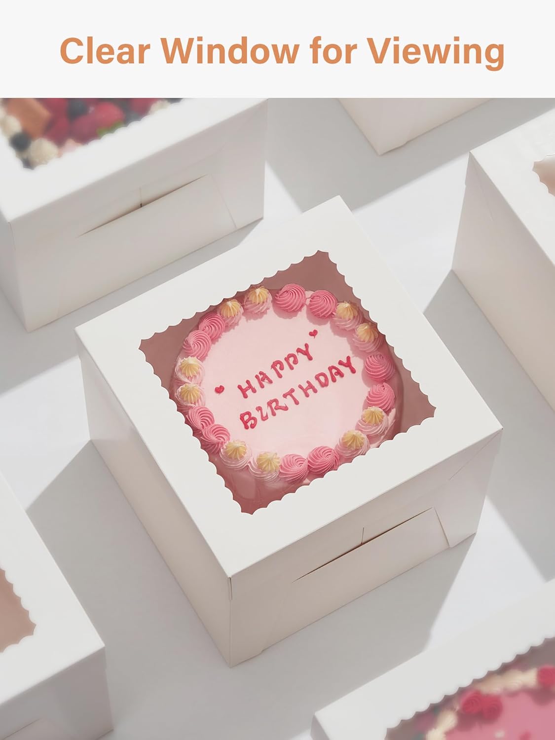 Kootek 10 Sets Cake Boxes with Cake Boards, 10x10x8 Inch White Tall Cardboard Containers for Multi-Layer Desserts, Perfect for Decorating, Mother's Day & Bakery Use