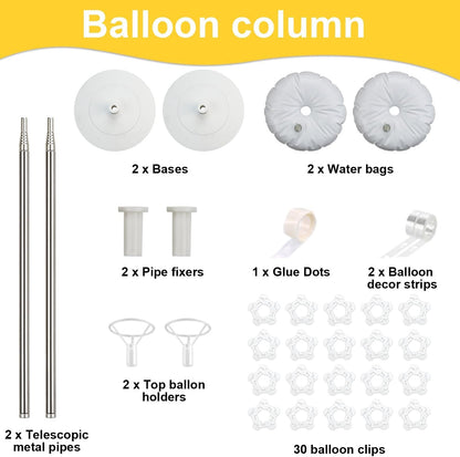 Balloon Column Kit Set of 2, 2 Set Balloon Table Stands, 6.56 Ft Reusable Metal Telescopic Balloon Tower for Birthday Wedding Holiday Party Supplies Decoration