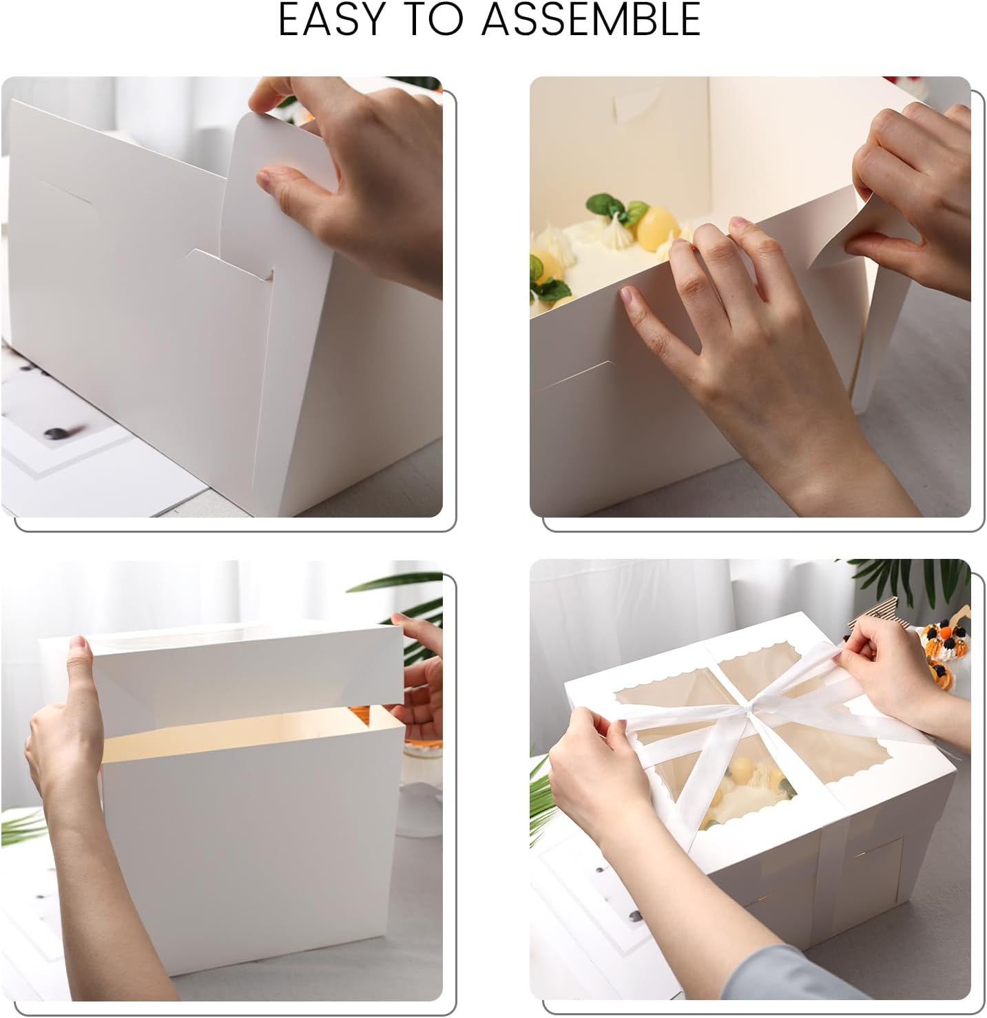 VGOODALL 10 Pack Cake Boxes, 10x10x8 Inches Cake Containers with Window, White Bakery Boxes with Lids for Birthday Party Wedding