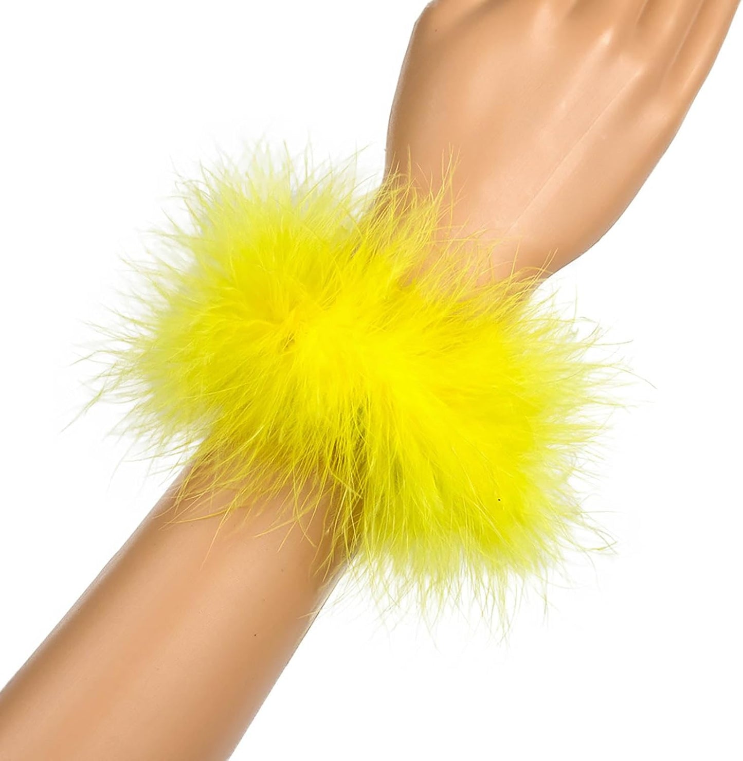 2Pcs Feather Wristbands, 9.65inch Soft Feather Wrist Slap Bracelet Cuffs, Snap Ring, Circle Slap Wrist Decoration Cuffs for Party Decoration
