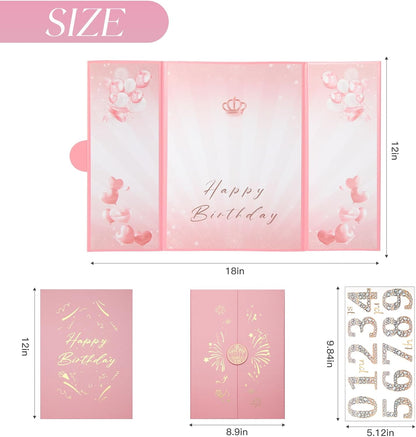 Rose Gold Birthday Party Decorations,18" x 12" Creative Birthday Decorations Guest Sign in Book Alternative, for Men and Women of All Ages, Happy Birthday Party Supplies
