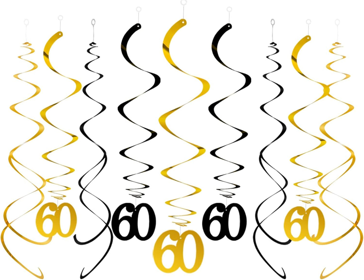 Blue Gold Star Hanging Swirl Decorations,Foil Streamers Ceiling Hanging Whirls Party Decorations,Pack of 20