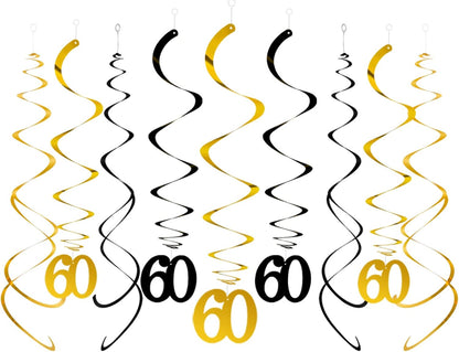 Blue Gold Star Hanging Swirl Decorations,Foil Streamers Ceiling Hanging Whirls Party Decorations,Pack of 20