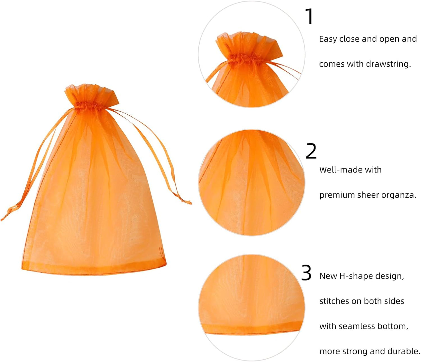 Wudygirl 100pcs 5X7 Inches White Organza Bags Christmas Drawstring Pouches Party Wedding Favor Bags Goodie bags(White 5x7)