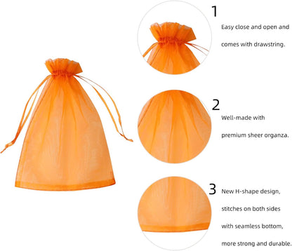 Wudygirl 100pcs 5X7 Inches White Organza Bags Christmas Drawstring Pouches Party Wedding Favor Bags Goodie bags(White 5x7)