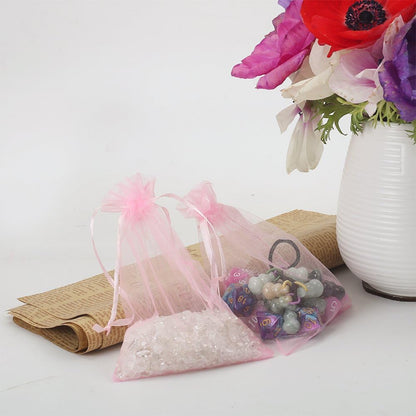 HRX Package 100pcs White Organza Bags, 4x6 inch Mesh Bags Drawstring Gift Bags Jewelry Pouches for Candy Wedding Favors Christmas
