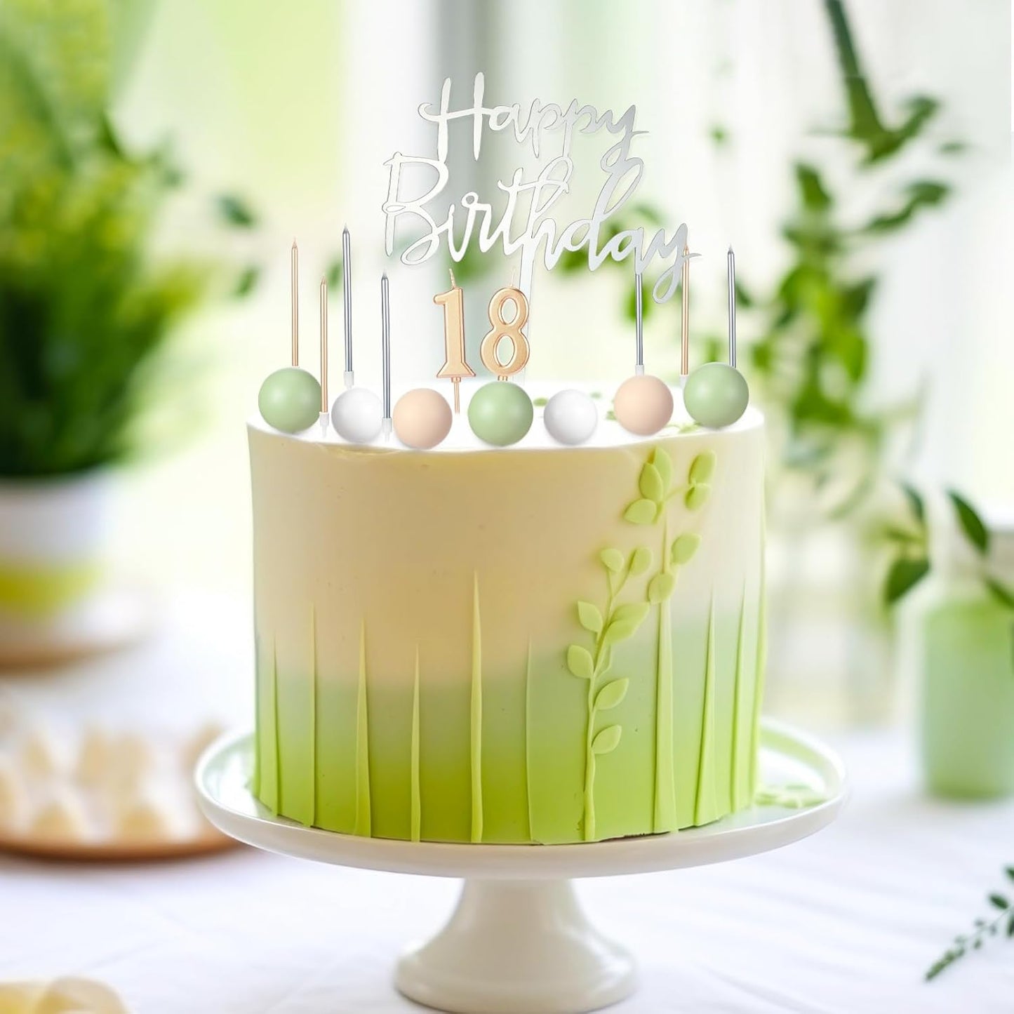 Yerliker 34 Pcs Happy Birthday Cake Toppers Decorations Birthday Candles DIY Cake Decor for Men Women Wedding Anniversary(Gold)