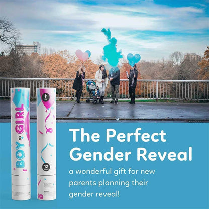 Gender Reveal Powder Smoke Bombs Cannon Poppers | 3 Pink & 3 Blue Poppers | Biodegradable | Alternative to Gender Reveal Smoke Bombs Extinguisher | Gender Reveal Party Decorations | TUR Party Supplies