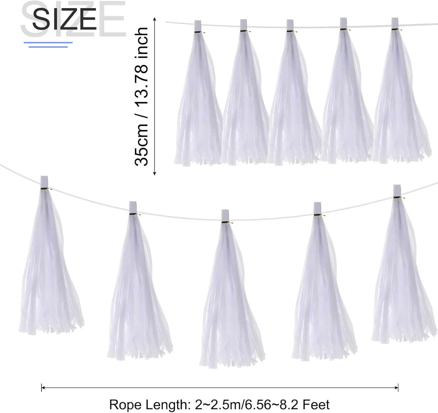 MECCANIXITY 20Pcs Light Blue Tassel Garland Banner with Rope Tissue Paper Tassels Party DIY Kits for Anniversary Wedding Birthday Party
