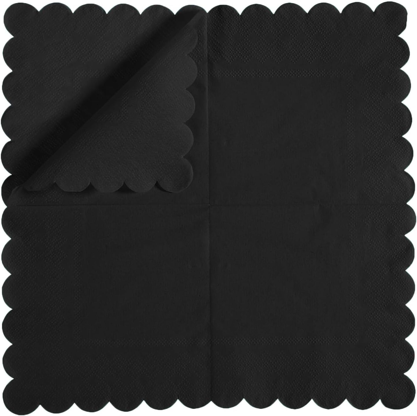 100 Pack Cocktail Napkin 2-Ply Scalloped Edged Dessert Napkins Folded 5 x 5 Inches Disposable Napkins for Dinner Wedding Birthday Party Bridal Anniversary Reception Event (Pink)