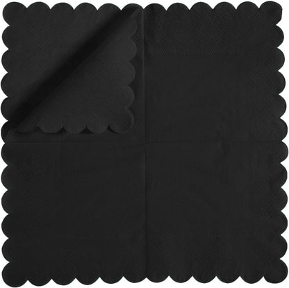 100 Pack Cocktail Napkin 2-Ply Scalloped Edged Dessert Napkins Folded 5 x 5 Inches Disposable Napkins for Dinner Wedding Birthday Party Bridal Anniversary Reception Event (Pink)