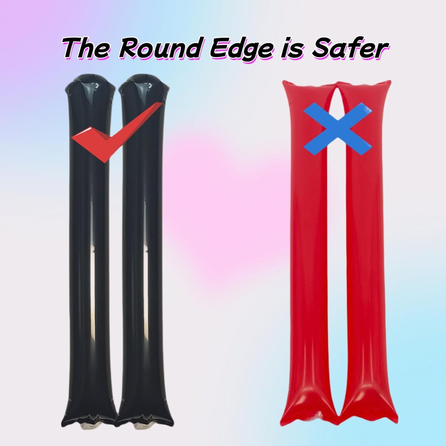 40pcs Round headTeam Spirit Boom Sticks Thunder Sticks Cheering Sticks Team Spirit Plastic Cheerleading Spirit Stick Clapper Inflatable Noise Maker Sports Supply (Glitter color)