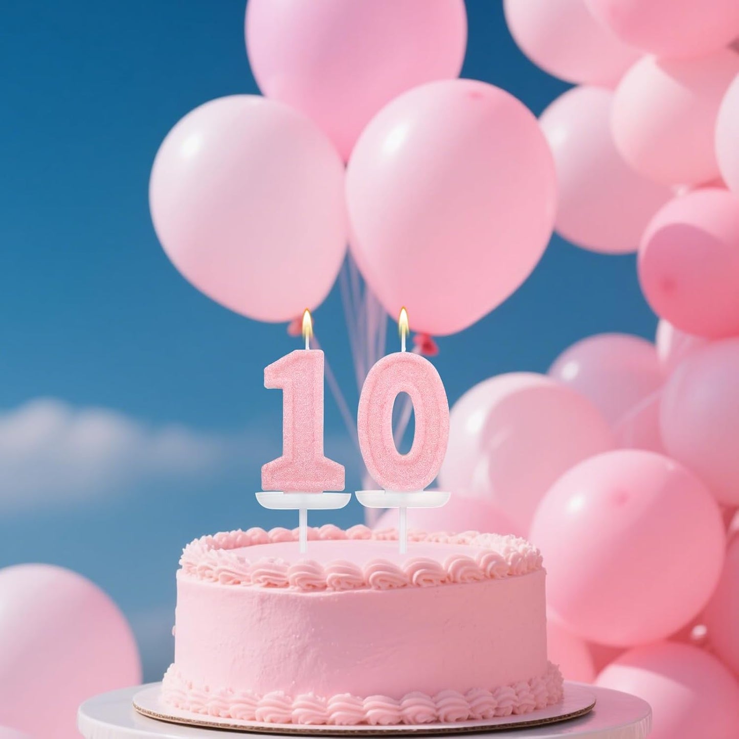 Pink Number One Birthday Candles, Romantic Cake Glitter Pink Number 1st Candles Anniversary Cake First Topper Decoration Cute Birthday Party Supplies for Wedding Anniversary Celebration Supplies (1)