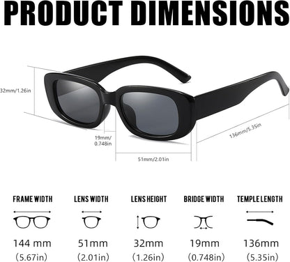 50/100 Pack Rectangle Sunglasses Bulk for Adult Retro Cheap 90s Y2K Small Glasses UV400 Protection