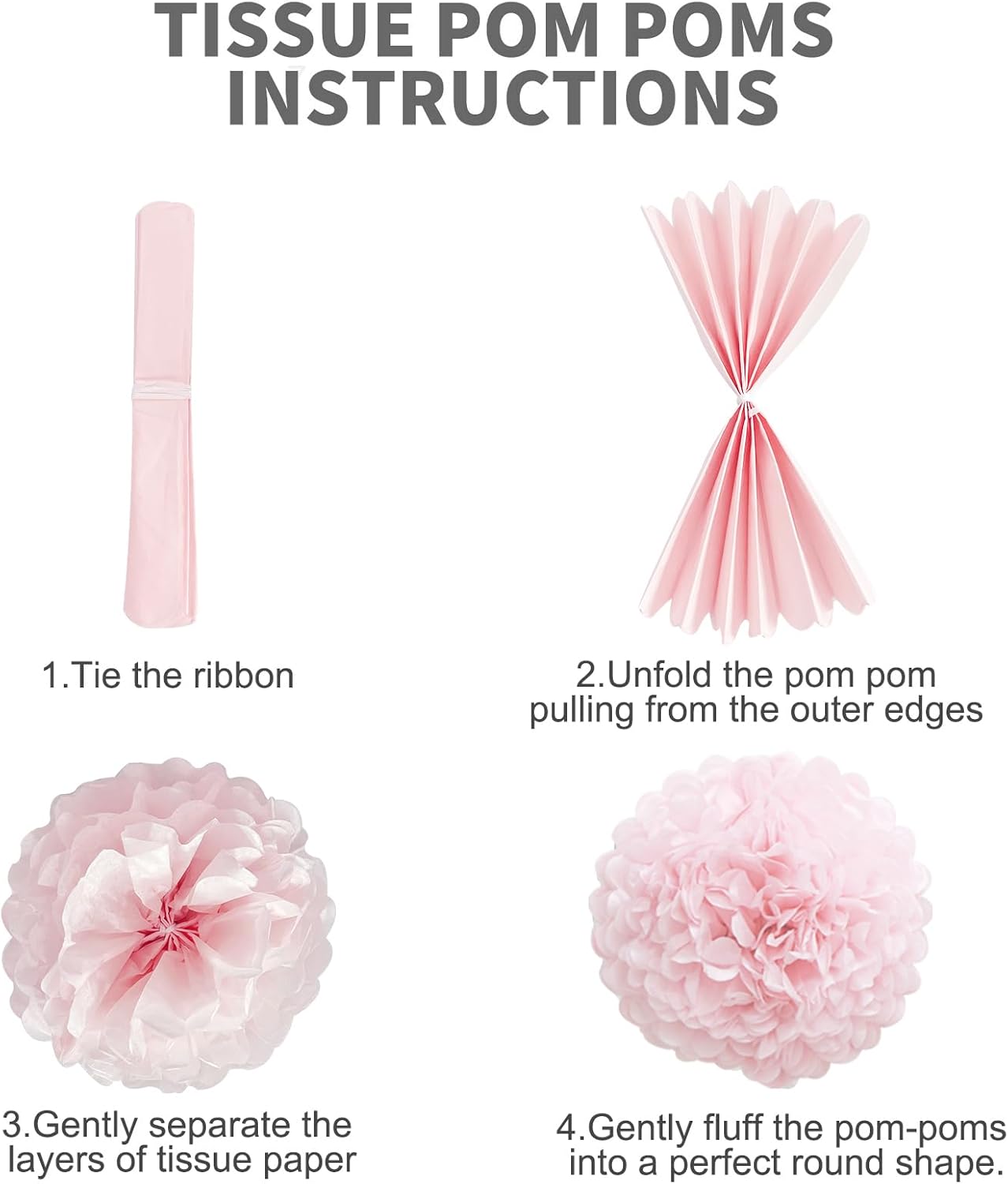 Pastel Tissue Paper Pom Poms Colorful Easter Macaron Kids Birthday Wedding Shower Tissue Flower Hanging Party Supplies(12pcs)