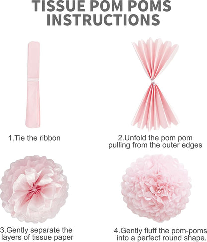 Pastel Tissue Paper Pom Poms Colorful Easter Macaron Kids Birthday Wedding Shower Tissue Flower Hanging Party Supplies(12pcs)