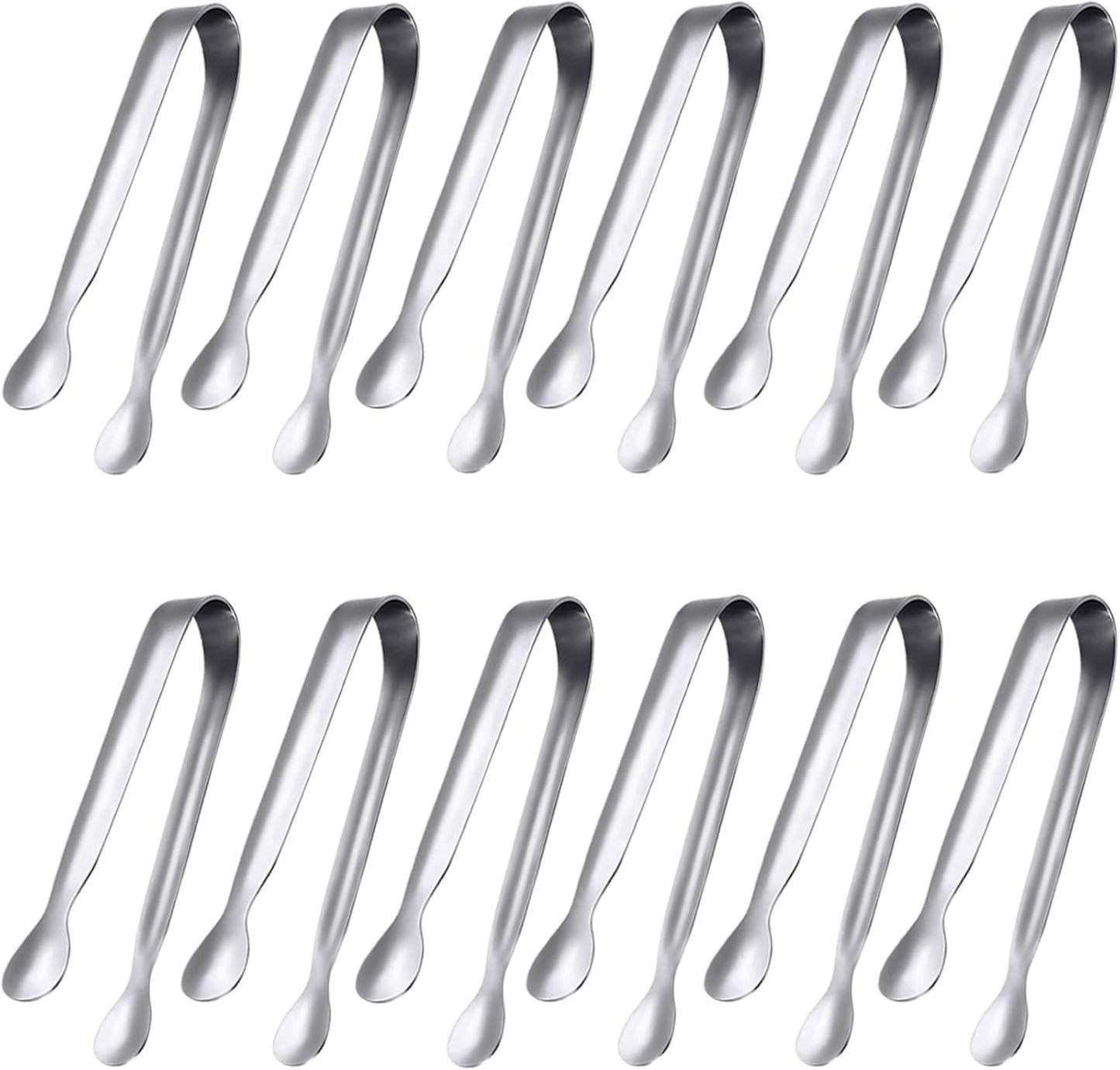 JCREN 12 Pcs Serving Tongs, Small Serving Utensils for Parties Catering Gold Tongs, Food-Grade 304 Stainless Steel Mini Appetizer Tongs for Tea Party Coffee Bar, 4 Inches - Gold