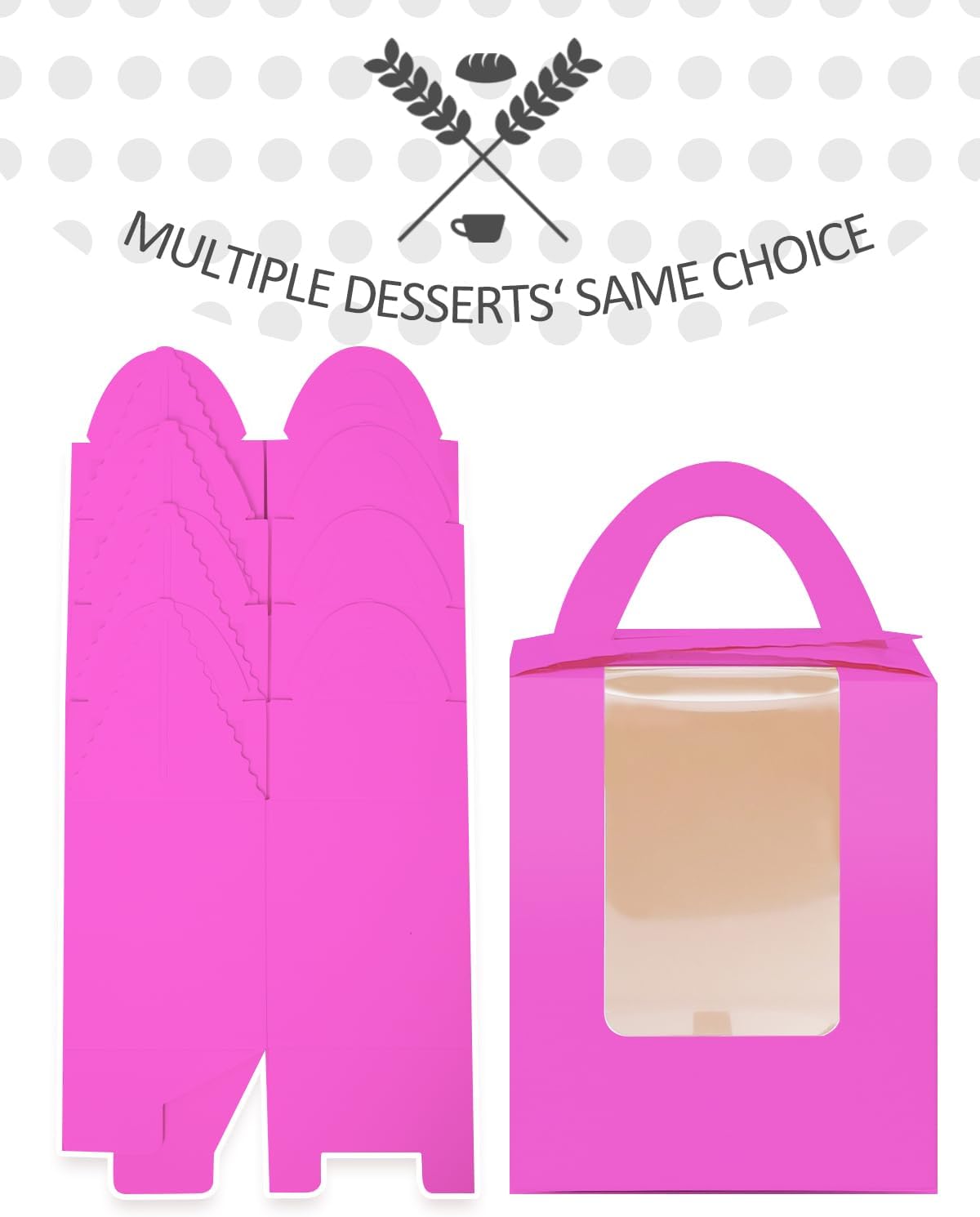 qiqee 60pcs Cupcake Boxes Individual Disposable White Single Box with Window 3.6 * 3.6 * 4.3inch Cupcake Containers/Holders