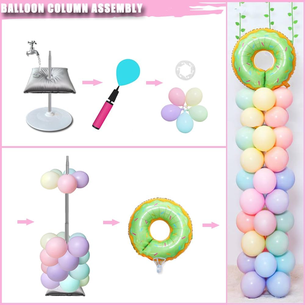 DECOJOY Balloon Column Stand Set of 2, Adjustable 7 Feet Ballon Arch Stands with Bases for Floor, Tall Baloon Tower Pillar Assembly Kit for Halloween, Birthday, Party Decorations