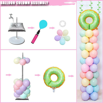 DECOJOY Balloon Column Stand Set of 2, Adjustable 7 Feet Ballon Arch Stands with Bases for Floor, Tall Baloon Tower Pillar Assembly Kit for Halloween, Birthday, Party Decorations