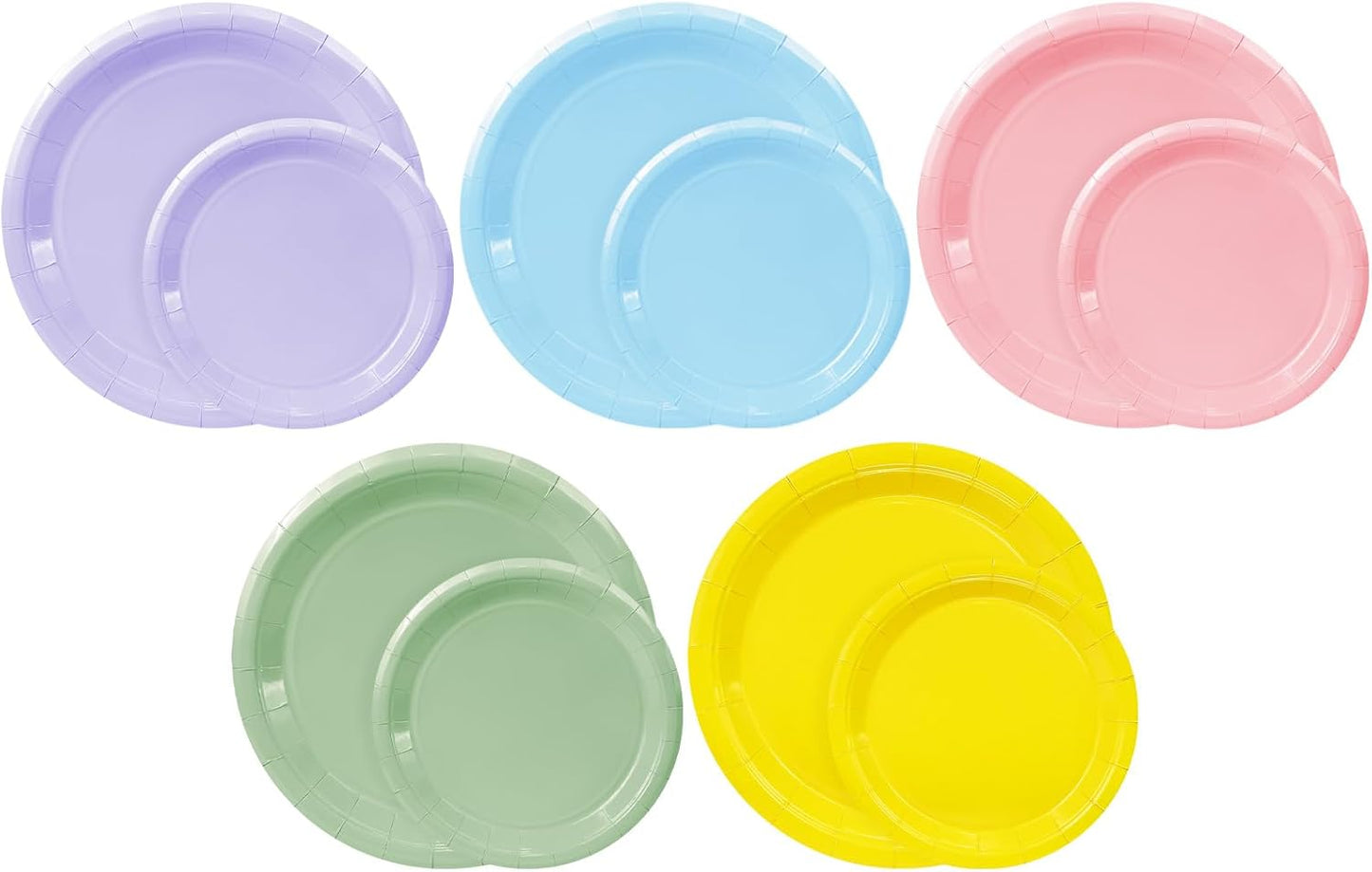 LANLISA 50 Pcs Pink Paper Plates Disposable, 25-9" & 25-7" Disposable Birthday Cake Dessert Plates For Valentines Day, Baby Shower, Easter Party, Mothers Day Party Supplies