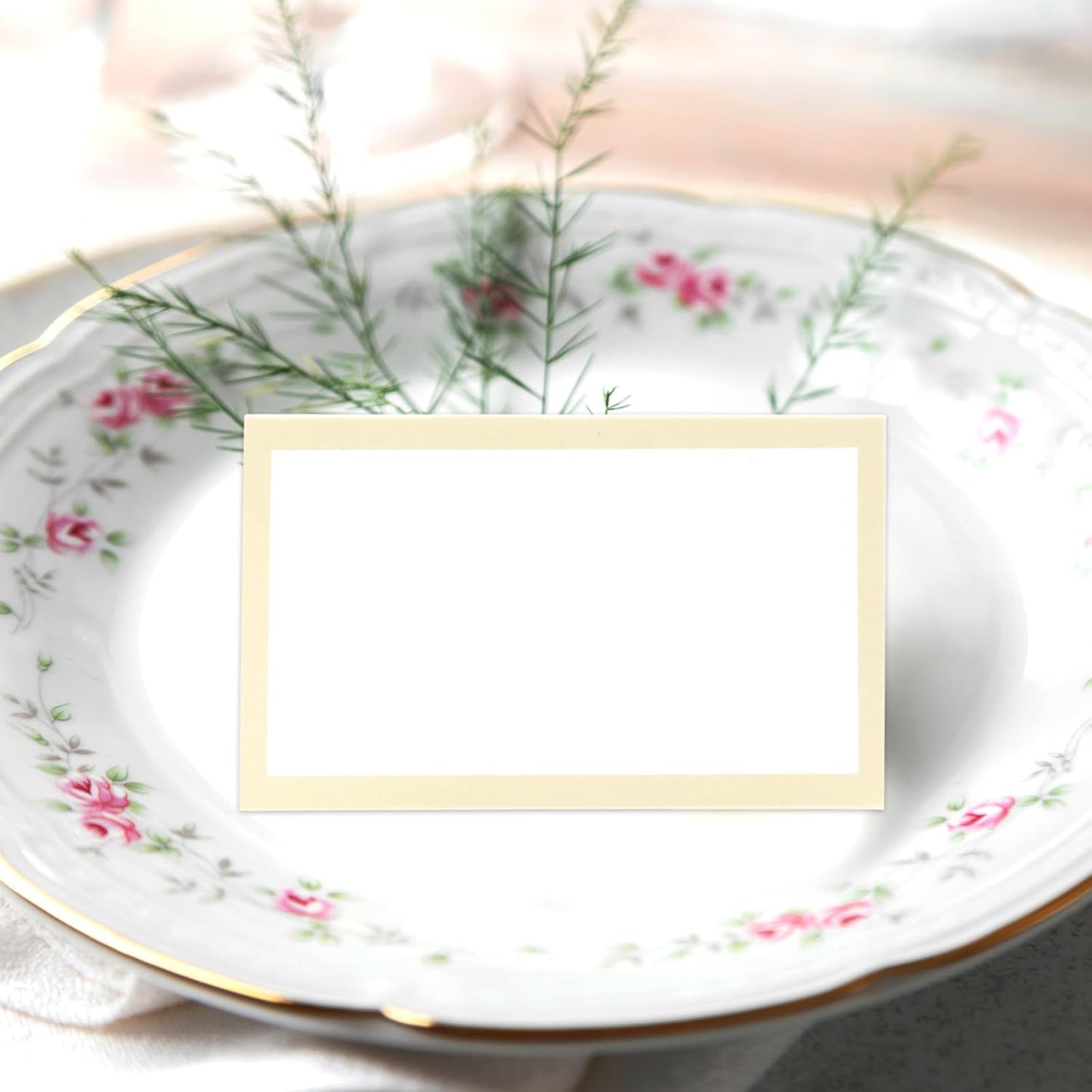 Whaline 100Pcs Navy Blue Place Cards 3.5 x 2 Inch White Blank Tented Cards Wedding Seating Cards for Party Table Setting Supplies