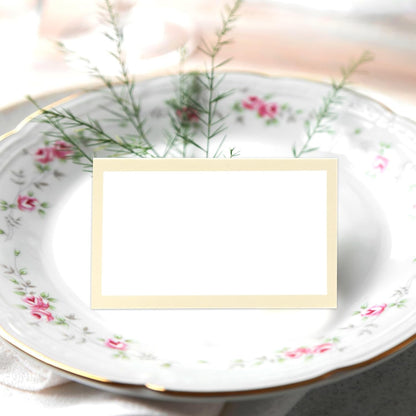 Whaline 100Pcs Navy Blue Place Cards 3.5 x 2 Inch White Blank Tented Cards Wedding Seating Cards for Party Table Setting Supplies