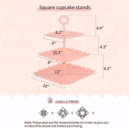 NWK 5 Piece Cake Stand Set with 2 x Large 3-Tier Cupcake Stands, 3 x Appetizer Trays, for Wedding Birthday Baby Shower Tea Party Decorations (White)