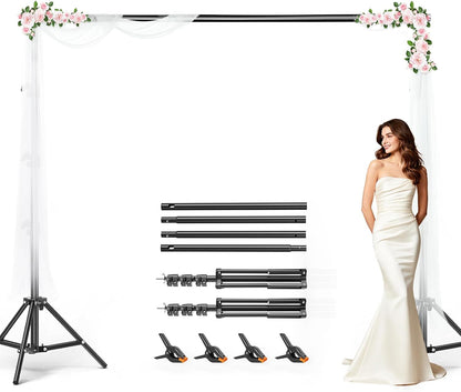 BEIYANG 6.5x6.5 FT Backdrop Stand, Adjustable Photo Background Stand Support kit with Carry Bag for Parties, Decoration, Wedding, Photo Video Studio Shooting
