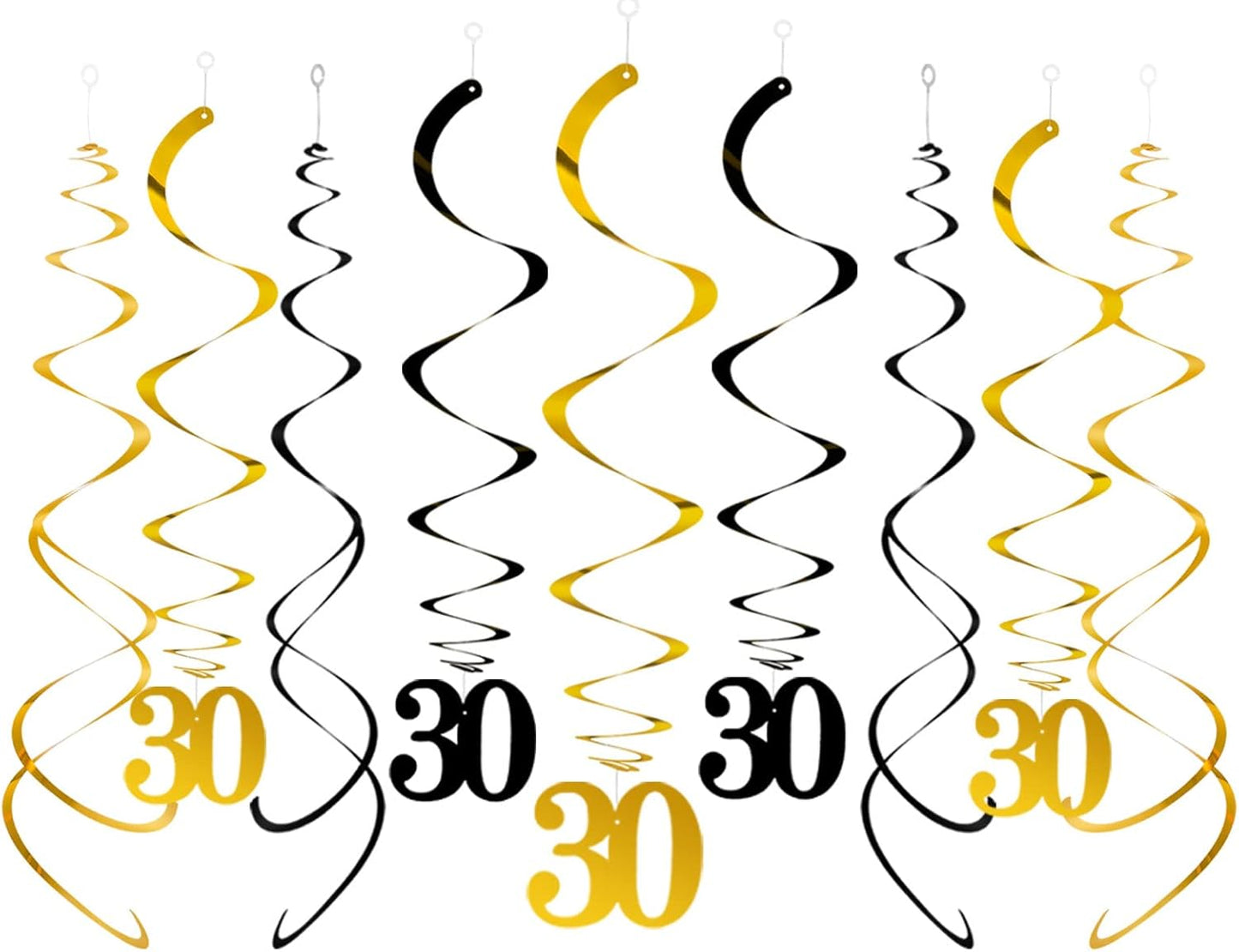 Blue Gold Star Hanging Swirl Decorations,Foil Streamers Ceiling Hanging Whirls Party Decorations,Pack of 20