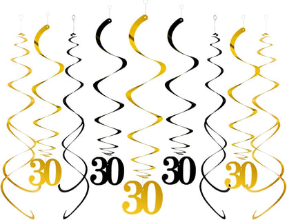 Blue Gold Star Hanging Swirl Decorations,Foil Streamers Ceiling Hanging Whirls Party Decorations,Pack of 20