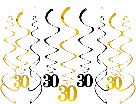 Blue Gold Star Hanging Swirl Decorations,Foil Streamers Ceiling Hanging Whirls Party Decorations,Pack of 20