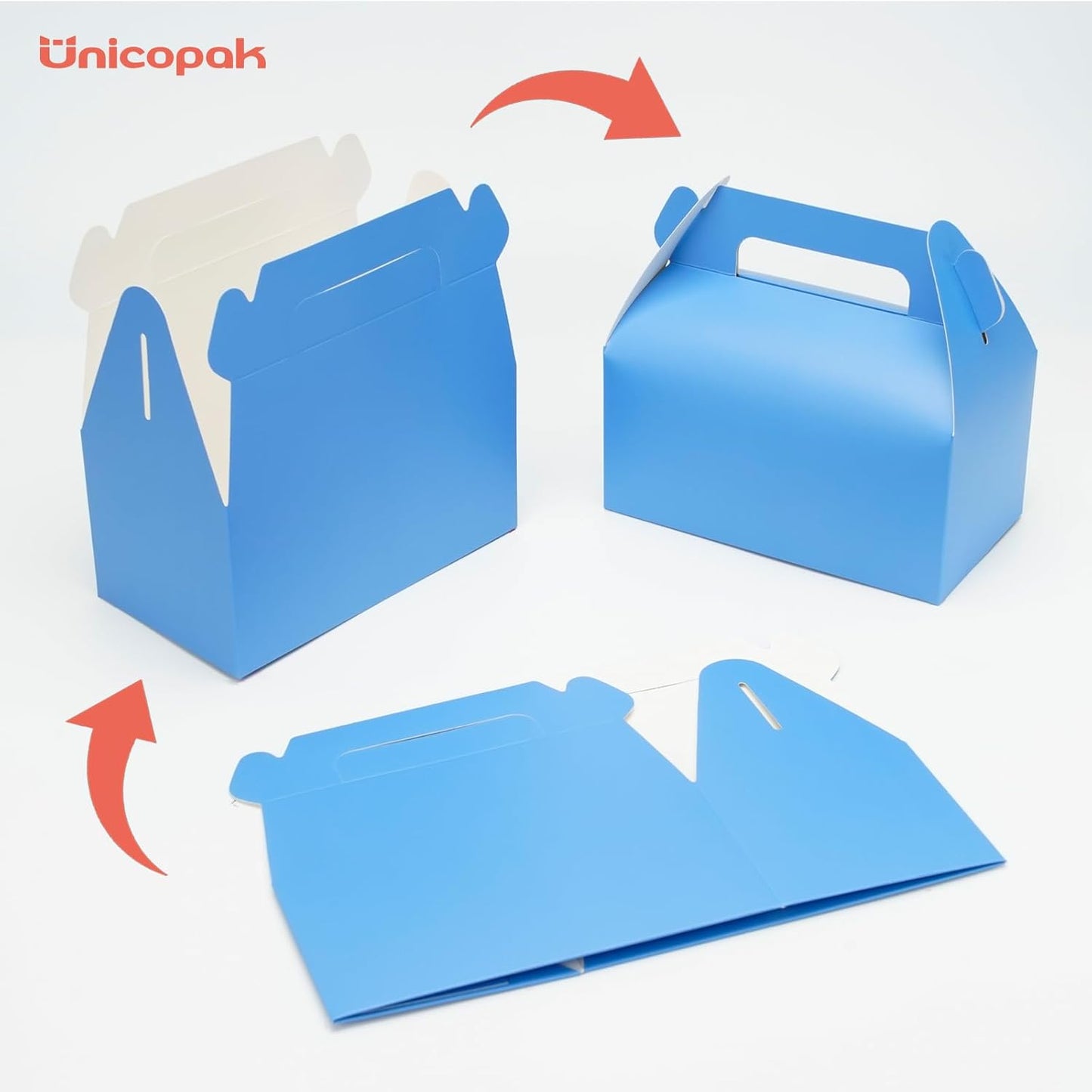 UnicoPak 30 Pack Party Favor Boxes Treat Boxes, White Gable Gift Boxes for Party Favors Goodies Cookies Treats Candies Meals Lunch, 6.5x3.5x3.5 Inches