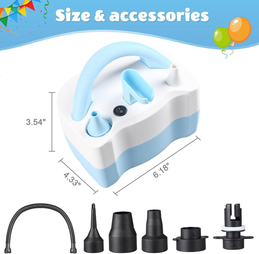Electric Balloon Pump, 4-in-1 Balloon Inflator with Auto Deflate Function, Portable Air Filler Machine for All Latex & Foil Balloons, Fast Inflation & Quick Deflation for Party Decoration