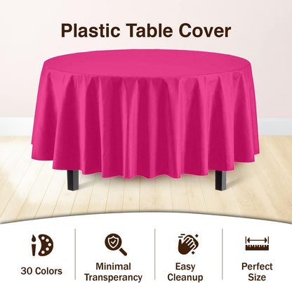 Exquisite Party Solids 6-Pack Premium Plastic Tablecloth 54in. x 108in. Rectangle Plastic Table Cover - Navy