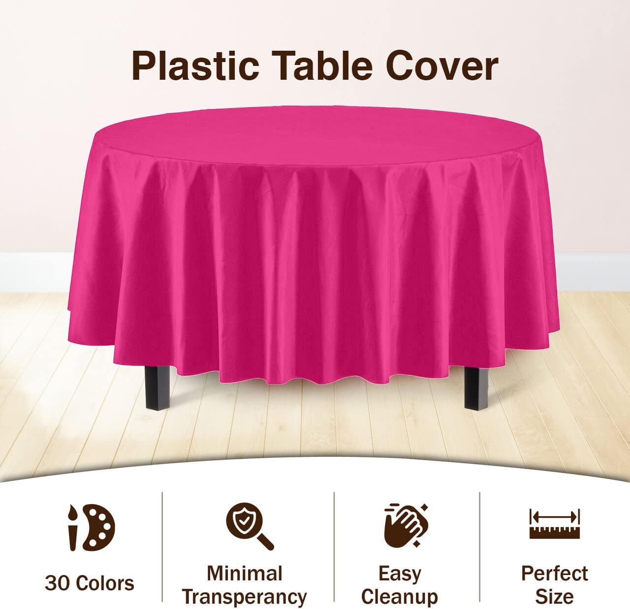 12-Pack Premium Plastic Tablecloth 54in. x 108in. Rectangle Table Cover - Dark Blue - Colors B