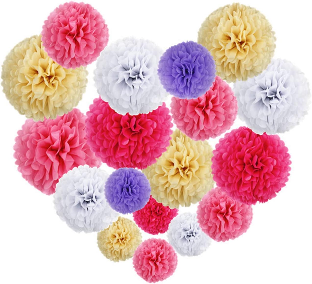 XIKSXITN 12 pc Rose Gold Gradient Tissue Paper Pom poms-Hanging Gold Dot White Paper Pom Poms Paper Flowers Ball for Party Decorative(8&10&12 inch)