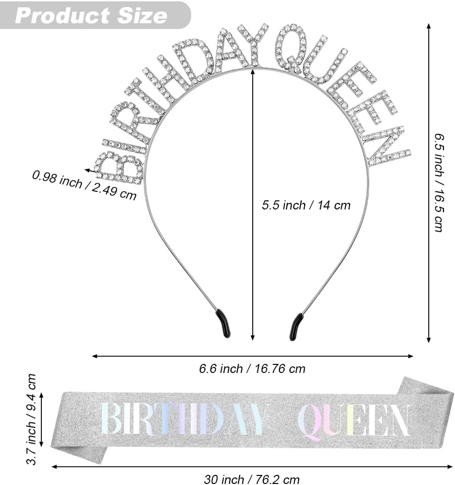 Birthday Sash & Crown for Women - Tiara Headband, Girls' Decorations Accessories
