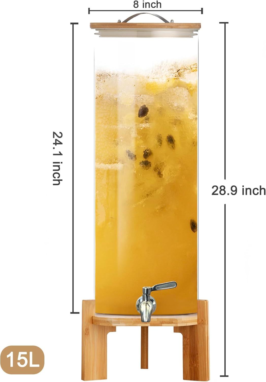 3.6 Gallon Drink dispenser,Glass Water Dispenser with Stand,Glass Beverage Dispenser with Spigot - Large Drink Dispensers for Parties,Bars,Restaurants